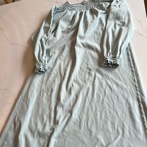 LAKE pajamas women’s size small smocked nightgown pima cotton blue / green